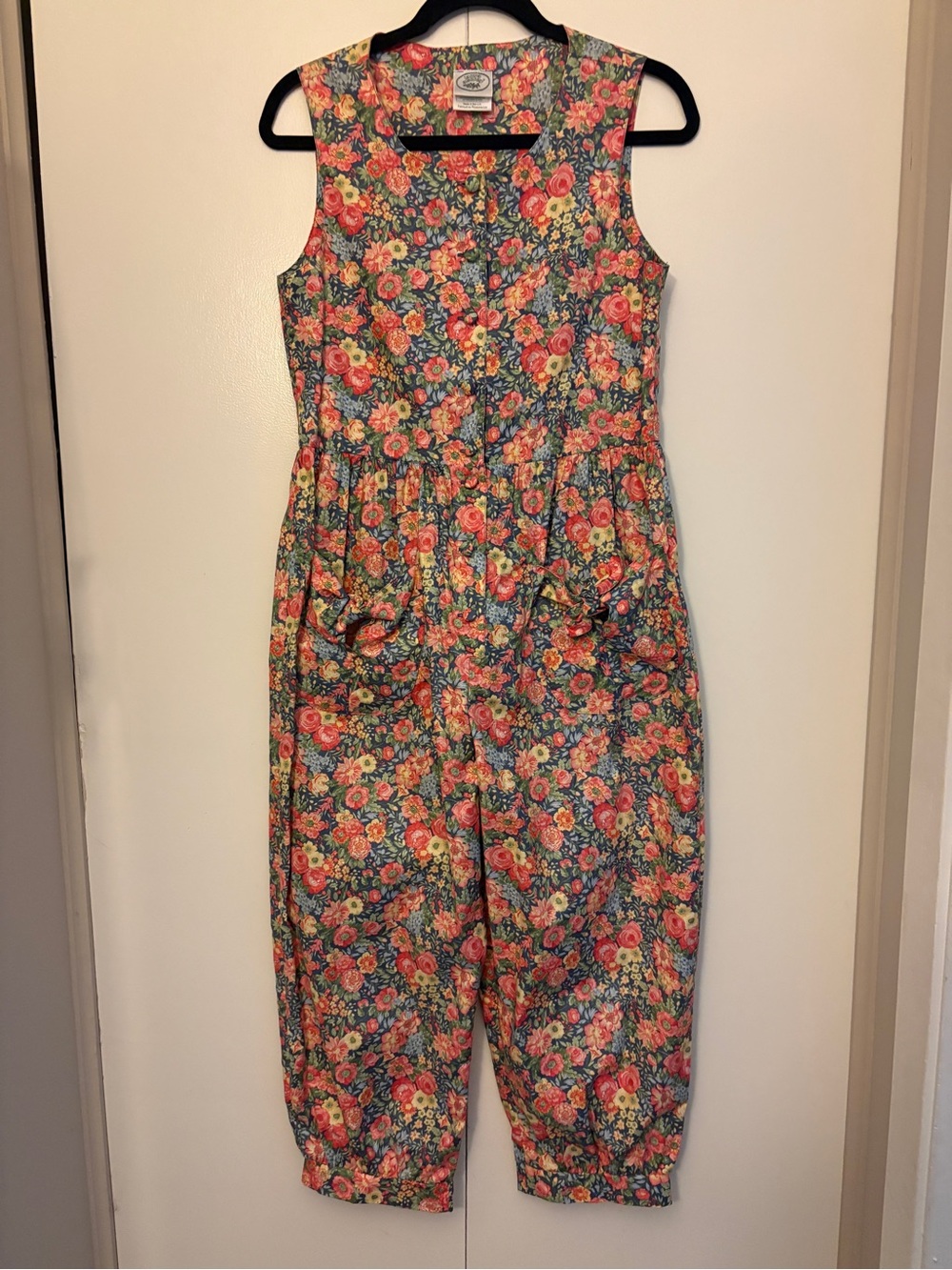 Vintage 1980s/1990s Laura Ashley Floral Print Cotton cropped Jumpsuit